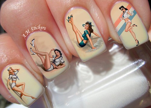 Adesivi nail art donna vintage - adesivi,