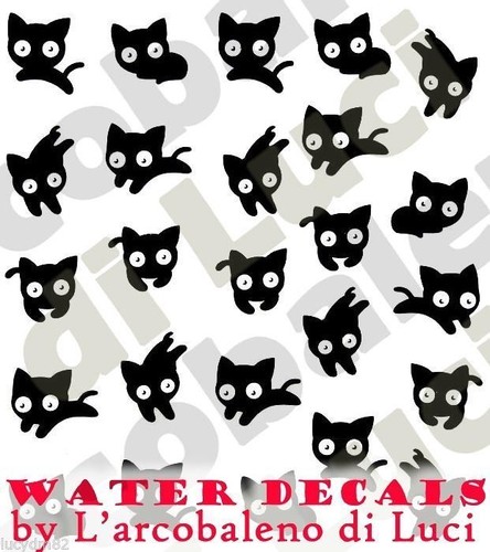 Water decals gattini neri - decals,