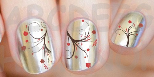 60x water decals foglie rosse - 60x,