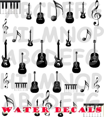 Water decals chitarra piano - decals,